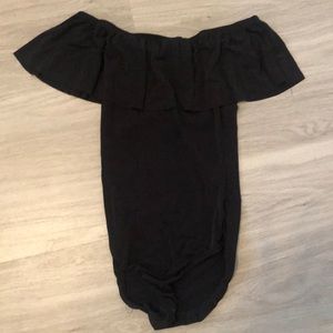 Black off the shoulder bodysuit